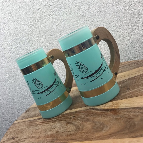 Vintage l 50s Siesta Ware Aqua Rockabilly Tropical Hawaiian Tiki Mug Barware - Picture 3 of 13